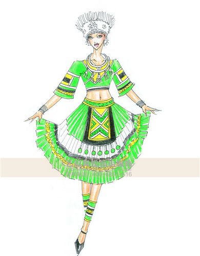 苗族原创服饰定制少数民族舞蹈服装设计